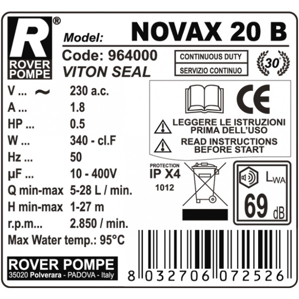 Pompe électrique Novax B 20 mm • Brouwland